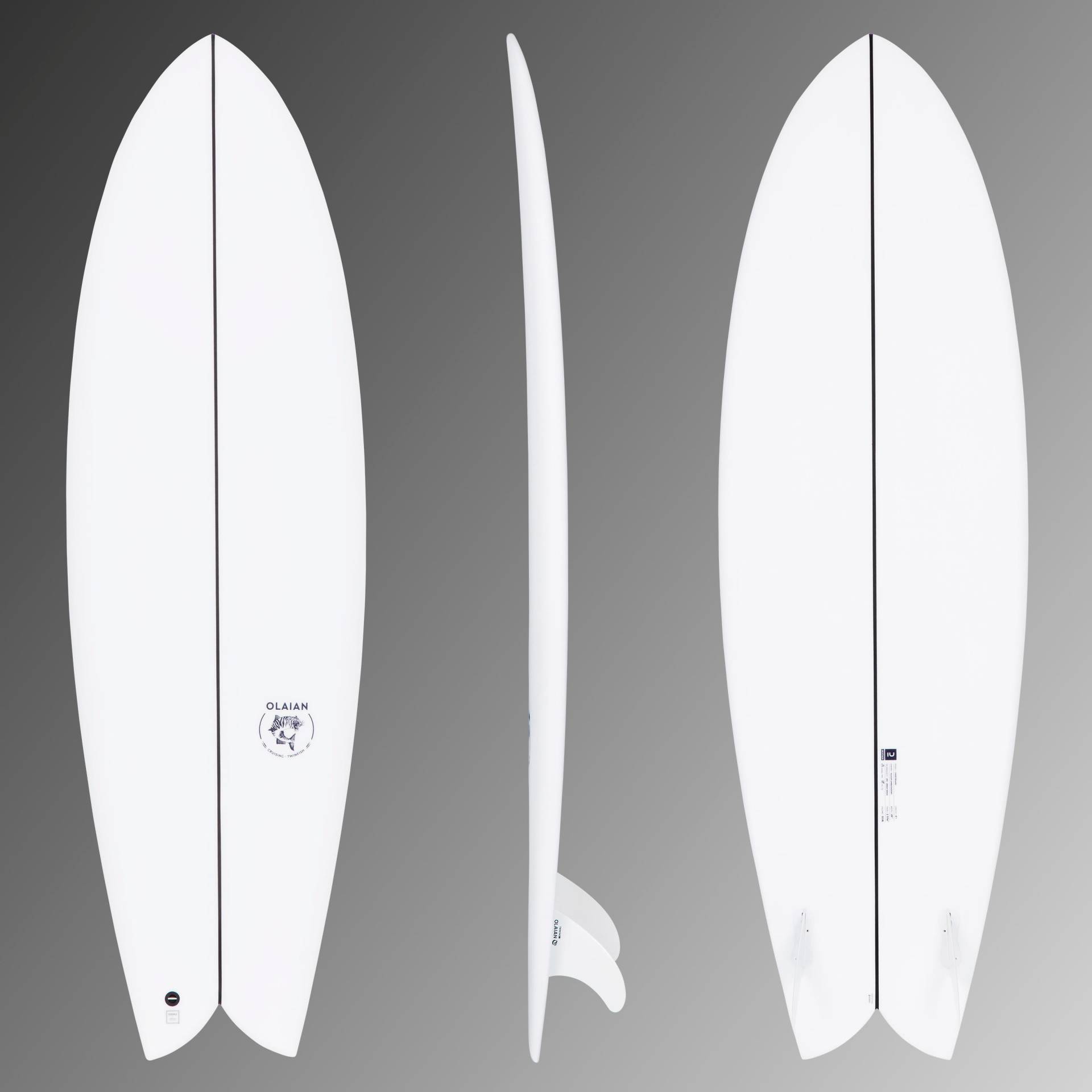 Surfboard 6'1" - Fish 900 42 L inkl. 2 Twin-Finnen von OLAIAN