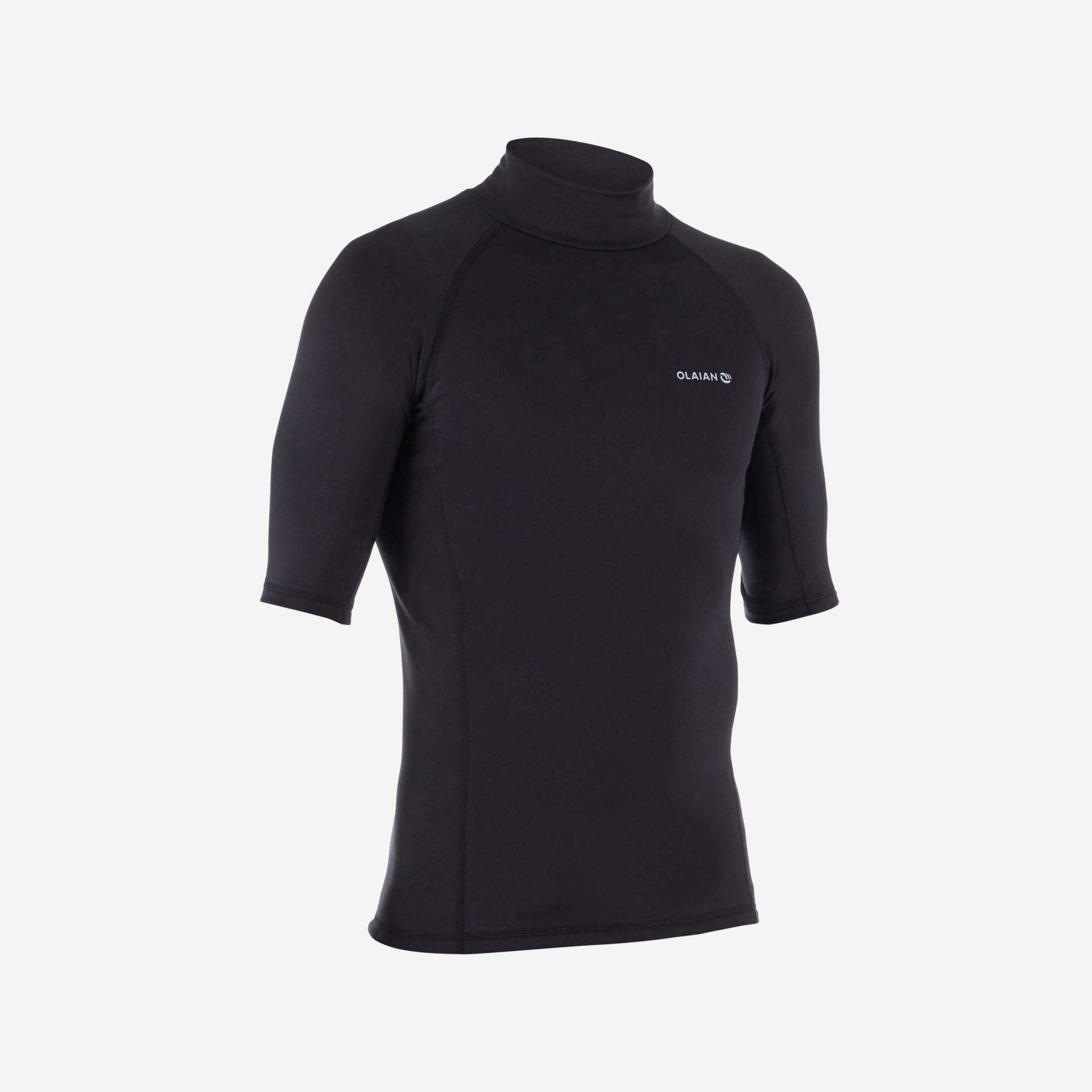 T-Shirt Surf-Top Herren kurzarm warm Fleece - 900 schwarz von OLAIAN