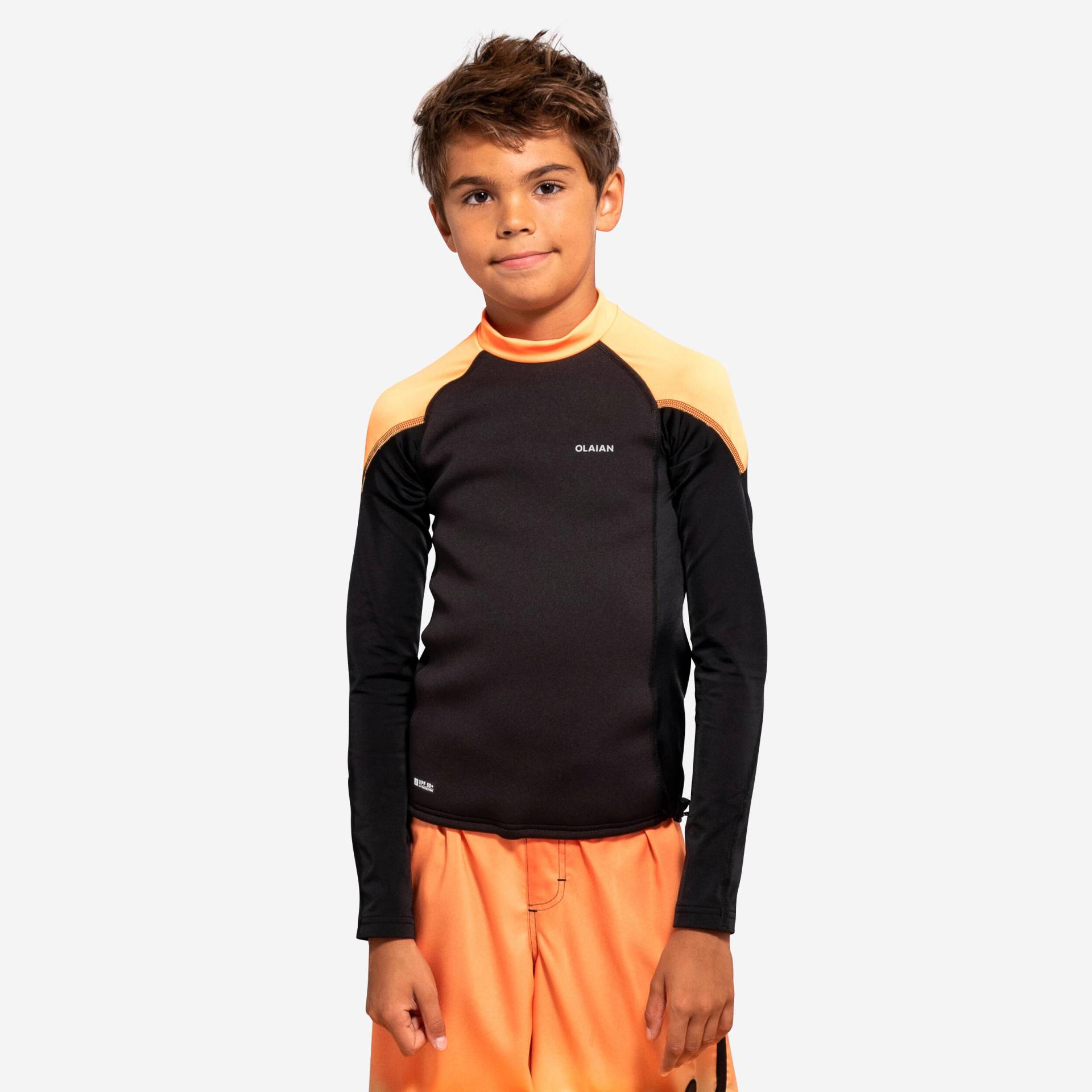 UV-Shirt Top Neo langarm Kinder Jungen schwarz/neon-orange von OLAIAN