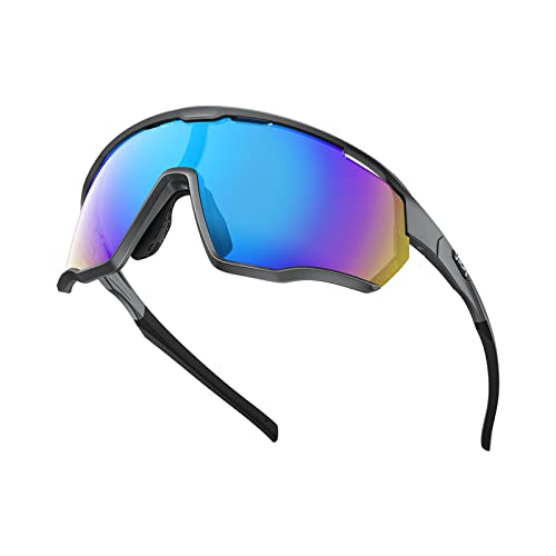 OLIFE Fahrradbrille Polarisierte Sportbirlle TR90 Rahmen für Herren Damen Radfahren MTB Sonnenbrille für Fahren/Angeln/Ski/Laufen(Blau Revo) von OLIFE