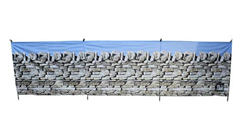 OLPro Windschutz OL655 mit Steinmauer-Motiv, 4 Pfosten, zum Camping, 4,8 x 1,4 m von OLPRO