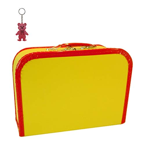 OLShop AG Kinderkoffer (mit Borde) gelb 35 cm inkl. 1 Reflektorbärchen, Kinderkoffer Malkoffer Spielzeugkoffer Puppenkoffer von OLShop AG
