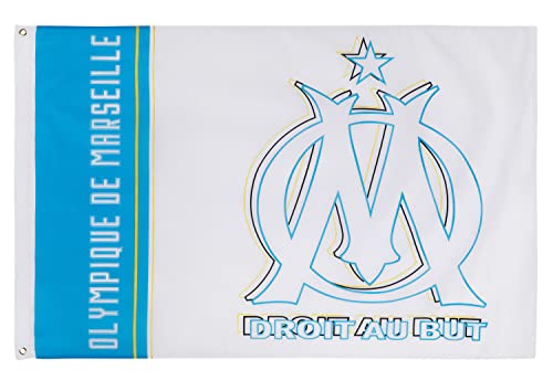 Fahne Olympique de Marseille "Droit au but" , offizielle Kollektion, 100 x 140 cm von OLYMPIQUE DE MARSEILLE
