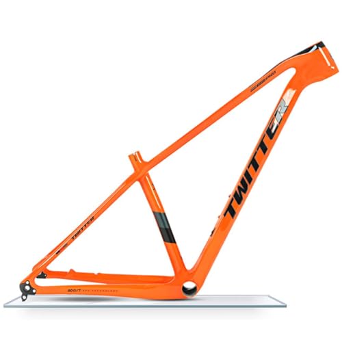 Carbonfaser Rahmen 15''/17''/19'' Mountainbike Rahmen XC MTB Fahrradrahmen 27.5/29er Interner Verlegung BB92*41mm Scheibenbremsrahmen Steckachse 12*148mm Boost ( Color : Orange , Size : 27.5*19" ) von OMDHATU