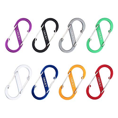 OMUKY Karabiner Schlüsselanhänger Mini Karabinerhaken Aluminium klein Schlüssel Karabiner S-Ring Karabinerhaken für Camping (8 Farbe klein) von OMUKY