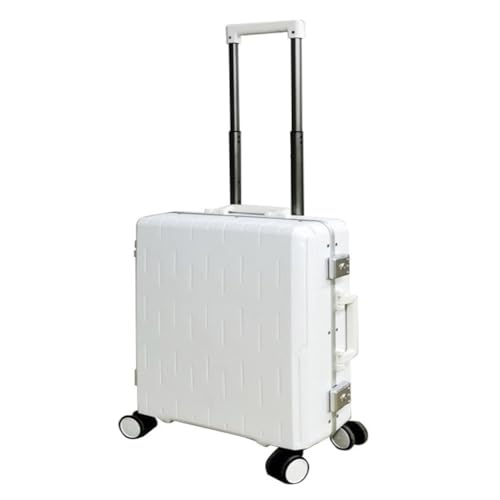 ONCALZNCA Koffer, Gepäck, Koffer für Damen und Herren, 61 cm, Boarding-Code-Box, Trolley-Koffer, Aluminiumrahmen, Seitenhaken, Koffer, weiß, 61 cm von ONCALZNCA