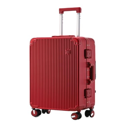 ONCALZNCA Koffer, kratzfester und verschleißfester Aluminiumrahmen, Boarding-Koffer, universal, leise, Rollkoffer, Koffer, rot, 61 cm von ONCALZNCA