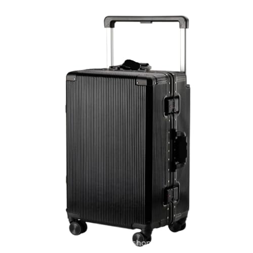 ONCALZNCA Koffer Gepäck, Aluminiumrahmen, 20-Zoll-Boarding-Koffer, Universalrad, Breiter Trolley-Koffer, 24-Zoll-Passwortbox Suitcase (Color : Black, Size : 24in) von ONCALZNCA