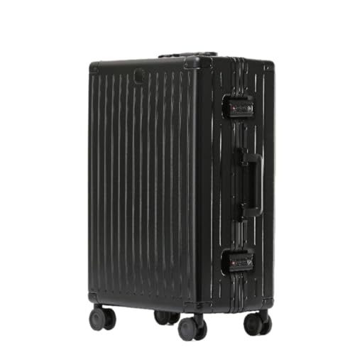 ONCALZNCA Koffer Gepäck Aluminium Rahmen Box PC Flugzeug Rad Koffer Passwort Boarding Koffer Gepäck Trolley Box Suitcase (Color : Black, Size : 20in) von ONCALZNCA