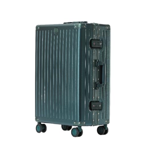 ONCALZNCA Koffer Gepäck Aluminium Rahmen Box PC Flugzeug Rad Koffer Passwort Boarding Koffer Gepäck Trolley Box Suitcase (Color : Green, Size : 20in) von ONCALZNCA