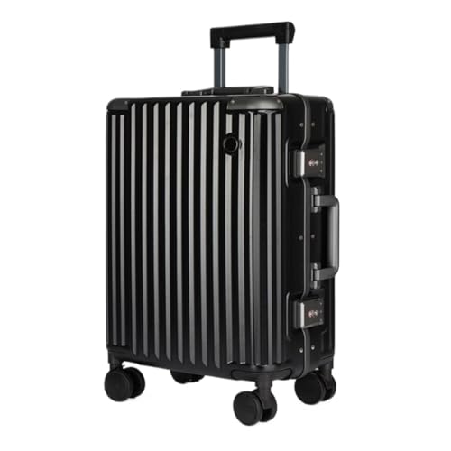 ONCALZNCA Koffer Gepäck Koffer für Damen und Herren mit Universalrollen Trolley Koffer Boarding Code Koffer Tasche Koffer, Schwarz , 61 cm von ONCALZNCA