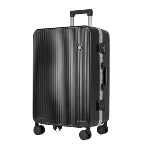 ONCALZNCA Koffer Hartschalen-Gepäckkoffer mit Aluminiumrahmen, 20-Zoll-Boarding-Koffer, Lang- und Kurzstreckengepäck-Trolley Suitcase (Color : Black, Size : 24in) von ONCALZNCA