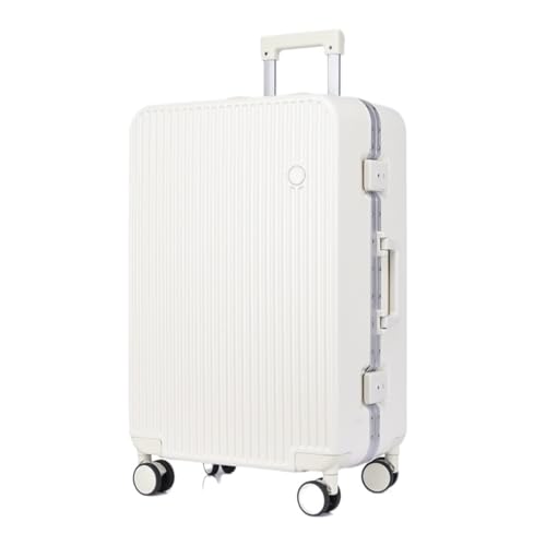 ONCALZNCA Koffer Hartschalen-Gepäckkoffer mit Aluminiumrahmen, 20-Zoll-Boarding-Koffer, Lang- und Kurzstreckengepäck-Trolley Suitcase (Color : White, Size : 26in) von ONCALZNCA