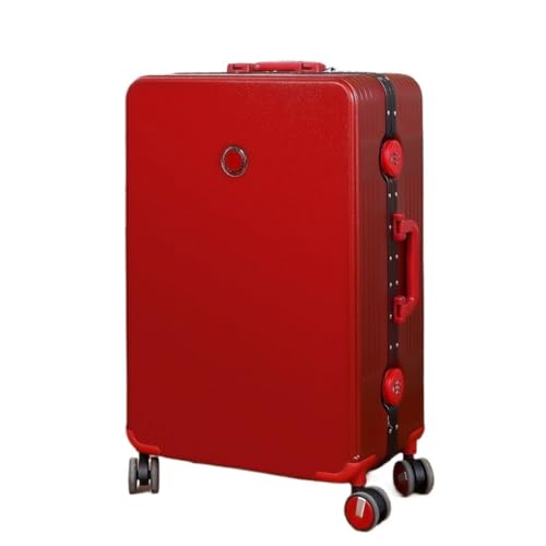 ONCALZNCA Koffer Herren- und Damen-Koffer mit Aluminiumrahmen, Universalrad, Trolley-Koffer, Passwort-Box, Boarding-Koffer, Koffer Suitcase (Color : Red, Size : 30in) von ONCALZNCA