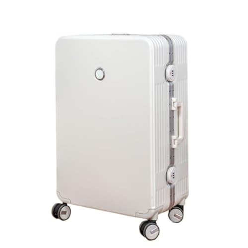 ONCALZNCA Koffer Herren- und Damen-Koffer mit Aluminiumrahmen, Universalrad, Trolley-Koffer, Passwort-Box, Boarding-Koffer, Koffer Suitcase (Color : White, Size : 20in) von ONCALZNCA