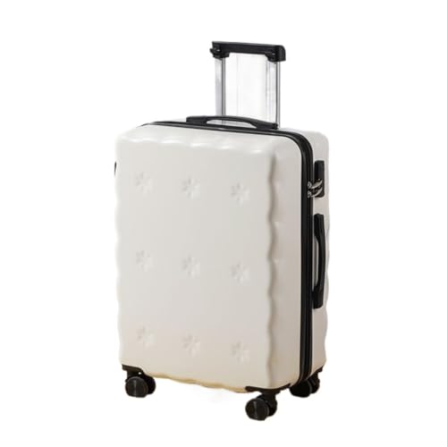 ONCALZNCA Koffer Multifunktionaler Gepäck-Trolley, Doppelschichtig, Explosionsgeschützt, Robust Und Langlebig, Geräuschloses Passwortfeld Suitcase (Color : White, Size : 24in) von ONCALZNCA