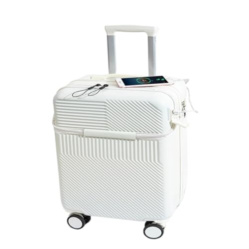 ONCALZNCA Multifunktionaler Koffer mit Frontöffnung, 50,8 cm, kleiner leichter Trolley-Koffer, 61 cm (24 Zoll) Koffer, weiß, 22in von ONCALZNCA