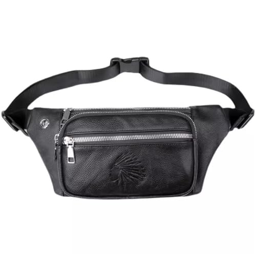 Gürteltasche Herren Herren-Hüfttasche aus Leder for Outdoor-Sport und Fitness Reisesport Wandern (Farbe : Black, Size : 14x21x1.5cm) von ONDIAN