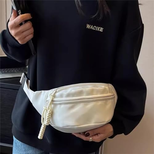 Gürteltasche für Damen Umhängetasche for Damen, Stofftasche, Hüfttasche (Farbe : Weiß, Size : 29x13x10cm) von ONDIAN