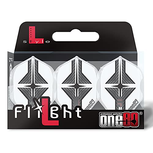 ONE80 Dart Star Flight L-Style Champagne L1EZ Dart Flight Set zum Aufstecken (Weiß/Schwarz) von ONE80