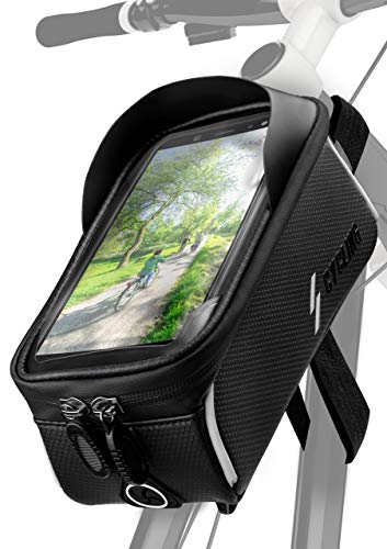 ONEFLOW Premium Handyhalterung Fahrrad Rahmentasche Wasserdicht für Huawei und Honor | Handyhalter Fahrrad Tasche Rahmen Halterung mit Smartphone Touchscreen Sichtfenster, Schwarz von ONEFLOW