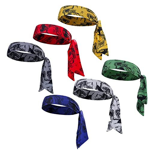 6 Stück Sport-Kopfbänder, Unisex, Krawatte, Bandanas, Workout, Haarband, athletische Schweißbänder für Tennis, Ninja, Karate, Laufen, Basketball, Yoga von ONEYE