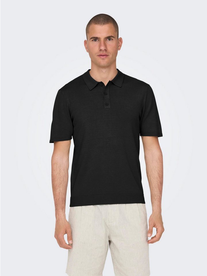 ONLY & SONS Poloshirt Regular Fit Poloshirt Einfarbiges Basic Business Shirt ONSWYLER 7169 in Schwarz von ONLY & SONS