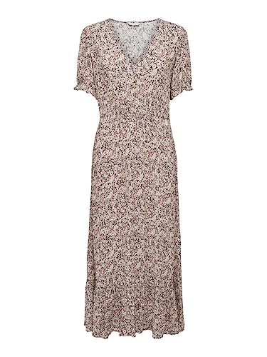 ONLY Damen Langes Gemustertes Kleid mit Puffärmel V-Ausschnitt Maxi Dress aus Viskose ONLCHIANTI von ONLY