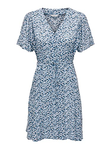 ONLY Damen ONLEVIDA S/S Short Dress WVN NOOS 15237382, Provincial Blue/Sadie Flower, S von ONLY