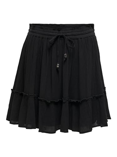 ONLY Damen Mini Volant Rock Kurzer A-Linien Chiffon Rüschen Skirt mit Tunnelzug Bund ONLIBIZA von ONLY