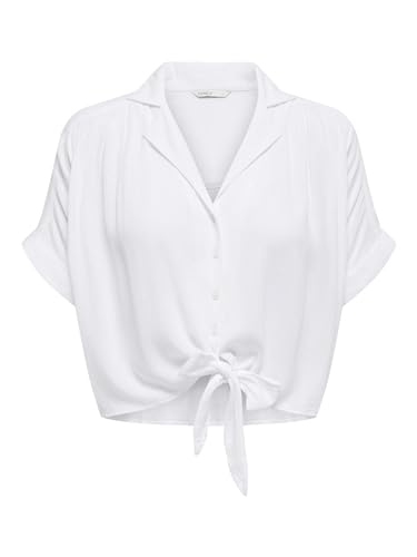 ONLY Damen Onlpaula Life S/S Tie Shirt Wvn Noos, Weiß, XS von ONLY