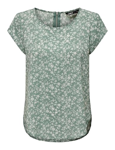 ONLY Damen Bedruckte Kurzarm Bluse Print Basic Rundhals Ausschnitt T-Shirt Blouse Oberteil ONLVIC von ONLY