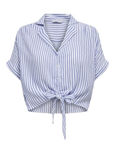 ONLY Damen ONLPAULA Life S/S TIE Shirt WVN NOO 15281497, Cloud Dancer/Blue Stripes, XL von ONLY