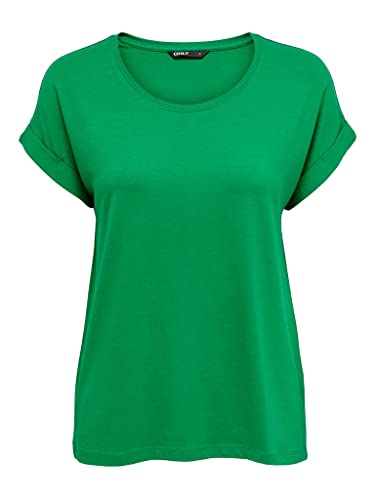 ONLY Damen Einfarbiges T-Shirt | Basic Rundhals Ausschnitt Kurzarm Top | Short Sleeve Oberteil ONLMOSTER, Farben:Grün-3, Größe:M von ONLY