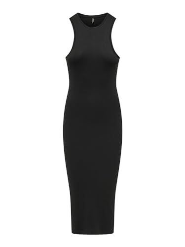 ONLY Damen Figurbetontes Bodycon-Kleid Geripptes Midi Dress Ärmellos, Farben:Schwarz, Größe:S von ONLY
