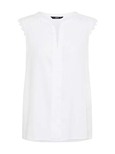 ONLY Damen Legere Shirt Bluse mit Spitzen Details Ärmelloses Top Oberteil, Farben:Weiß, Größe:36 von ONLY