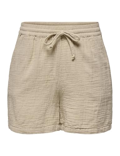 ONLY Damen Struktur Stoff Shorts aus Baumwolle Kurze Paperbag Pants Sommer Hose mit Tunnelzug ONLTHYRA von ONLY