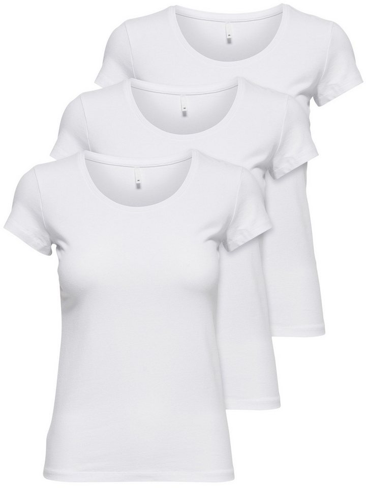 ONLY T-Shirt ONLLIVE LOVE NEW (3-tlg., 3er Pack) Figur betont, elastische Baumwollqualität von ONLY