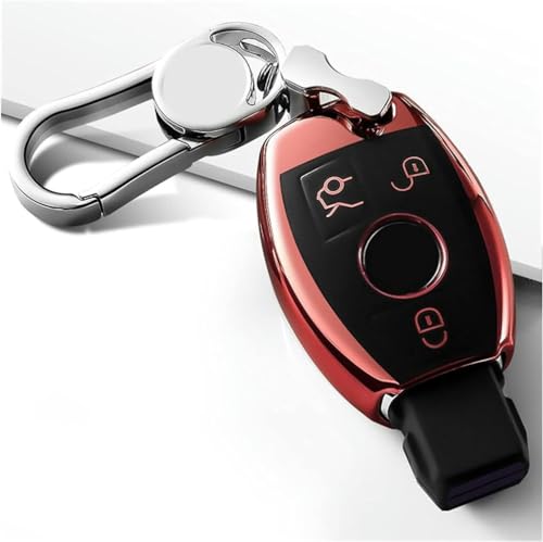 ONNAT Autoschlüssel-Kasten-Abdeckungs-Beutel-Mode-Carbon-ABS mit Schlüsselanhänger für Mercedes Benz ACERM-Klasse CLA GLA von ONNAT