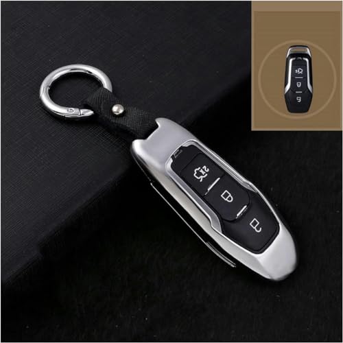 ONNAT Zinklegierung Autoschlüsselhülle Tasche mit Schlüsselanhänger für Fusion für Mondeo für Mustang Explorer Edge 2015–2018 von ONNAT