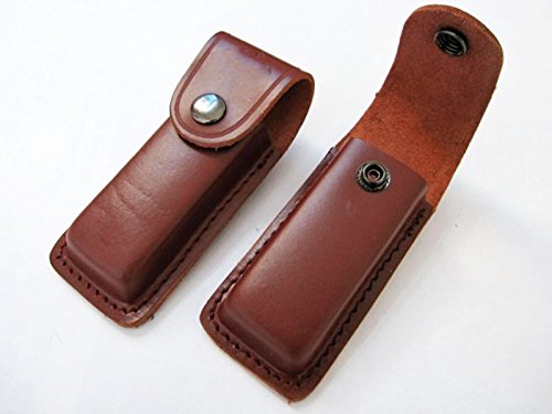 ONOGAL Etui Etui aus Leder für Taschenmesser mit Druckknopfverschluss und Zurrgurt-System Farbe Braun 4420 von ONOGAL