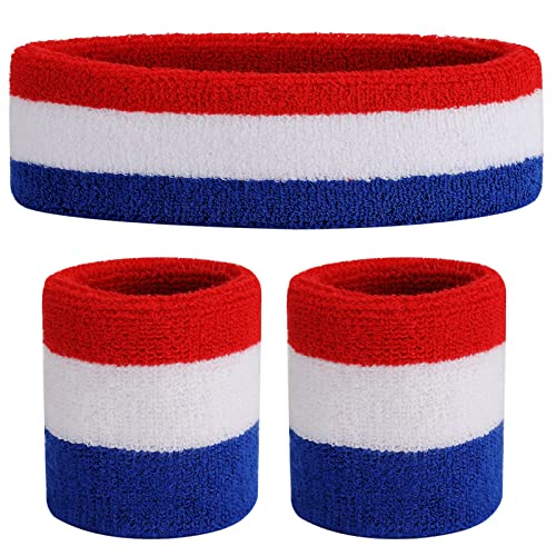 ONUPGO Kinder Schweißbänder Stirnband Armband Set – Athletisches Baumwollschweißband für Sport (1 Stirnband + 2 Armbänder) von ONUPGO