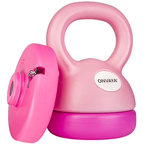 ONVAYA® Kettlebell Set | Rosa-Pink | Verstellbare Kettlebell mit variablen Gewichtsscheiben: 2-5,5 kg | Platzsparendes Kugelhantel Set von ONVAYA