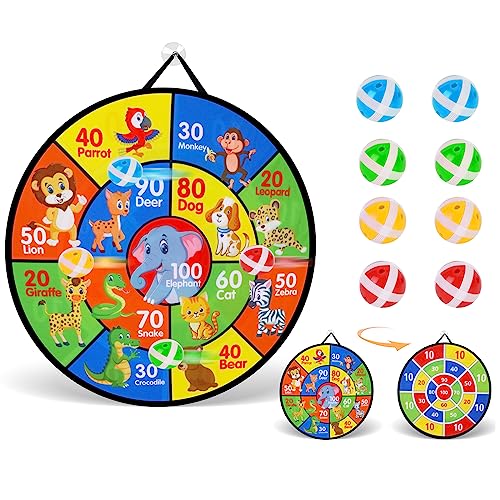 OOTSR 26 Inches Dartscheibe für Kinder, Klebriges Dart Spiele Spielzeug mit 8 Klebrigen Bällen, Doppelte Seite, Faltbar von OOTSR