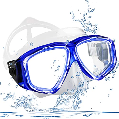 OPAMOO Taucherbrille Erwachsene Schwimmbrille Anti Fog Ohne Leakage Schnorchelbrille UV Schutz 180° Weitsicht Einfach zu anpassen Tauchmaske für Damen und Herren (Blau) von OPAMOO