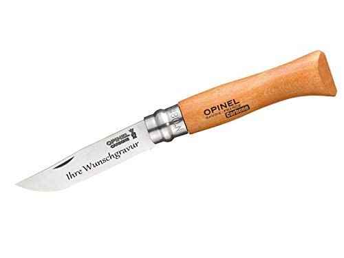OPINEL Taschenmesser, Carbon (Nicht rostfrei) Buchenholz (mit Namensgravur, N° 08) von OPINEL