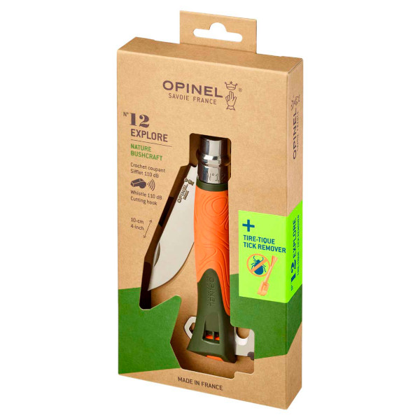 Opinel - No 12 Explore - Messer Gr 10 cm orange/grün von OPINEL