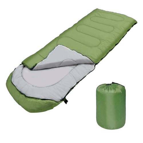 OPL5 Schlafsäcke für Erwachsene, warmes und kaltes Wetter, Rucksackreisen, Camping, leicht, wasserdicht, Schlafsack mit Kompressionssack für drinnen und draußen, Camping, Wandern, Reisen (grün) von OPL5