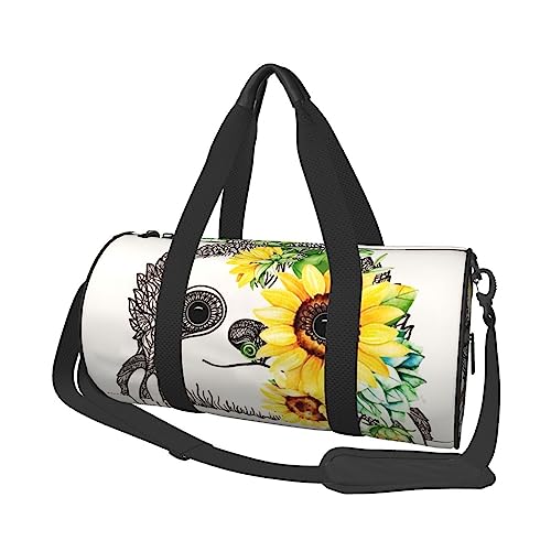OPSREY Reisetasche mit Gänseblümchen-Motiv, großes Fassungsvermögen, runde Handtasche, Sport-Reisetasche, Faultier Sonnenblume, Einheitsgröße von OPSREY