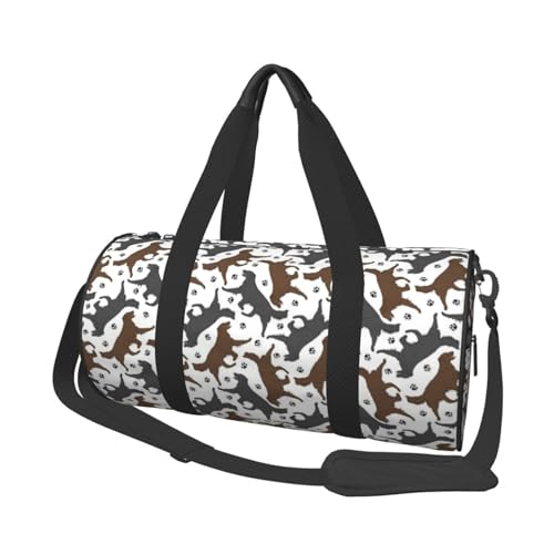 OPSREY Reisetasche mit Gänseblümchen-Motiv, großes Fassungsvermögen, runde Handtasche, Sport-Reisetasche, Flache, beschichtete Retriever-Pfote., Einheitsgröße von OPSREY